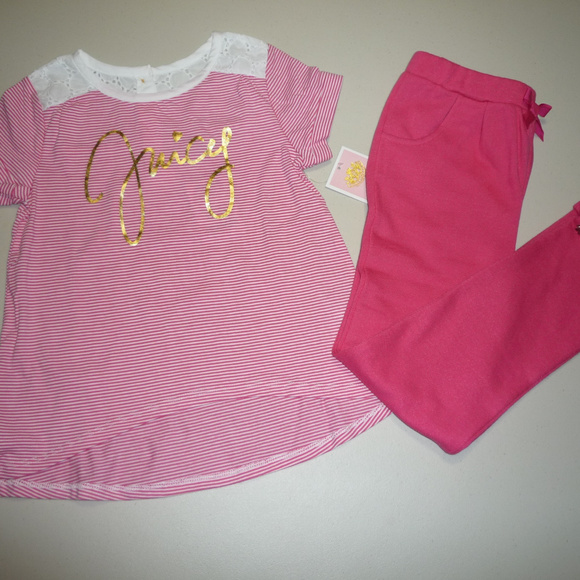 Juicy Couture Girls Hot Pink & White 2pc Set ~ 6X - Picture 1 of 6